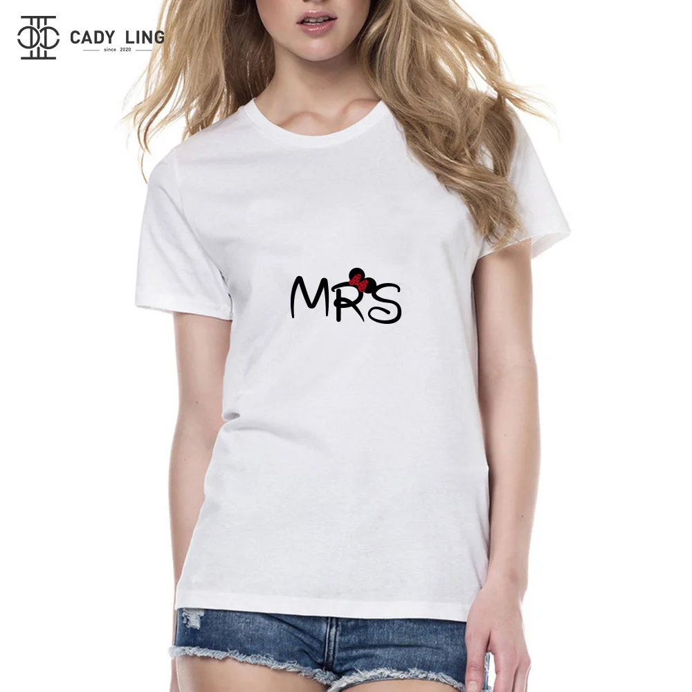 2024 Couple T-shirt Summer Couple LOVE Printed Clothes Couple Tshirt Christmas Casual Cotton Short Sleeve Tees MR orMRS