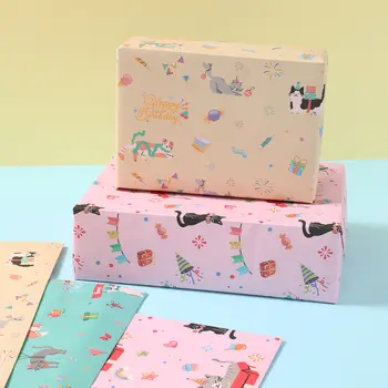 3/6張卡通貓咪圖案,每卷50x70厘米,寵物主題包裝紙,適用於兒童生日禮物包裝、工藝裝飾禮品。 8 最佳銷售 禮品包裝紙 - №2