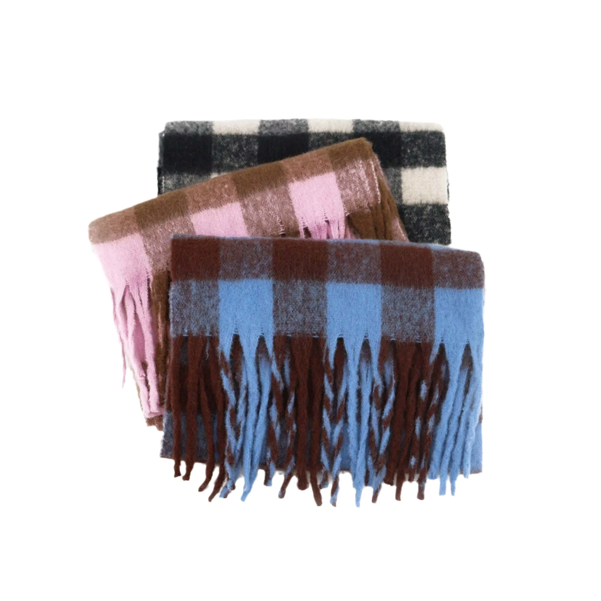 High-level Sense Plaid Scarf High Quality Girl Windproof Fashion Student Couple Vintage dual-use Bib 24W031