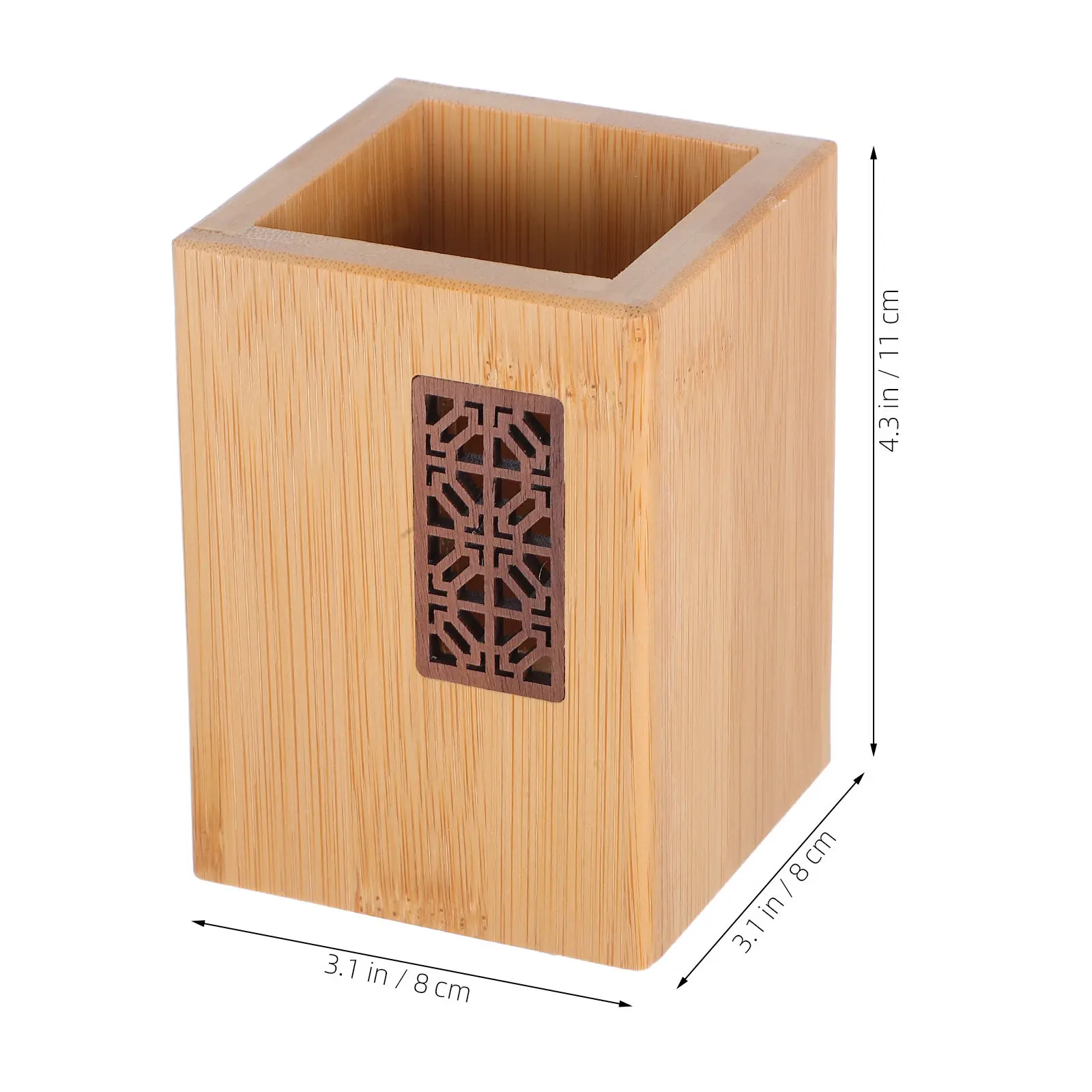 Bamboo Pen Holder Intricate Carved Desk Organizer Stylish Stationery Storage for Office School Home Bamboo Desktop Organizer
