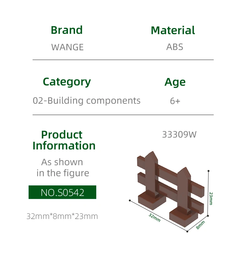 مكعبات بناء درابزين خشبية ، ملحقات moc ، متوافقة مع الطوب ، ألعاب أطفال ، صندوق هدايا ، وقي