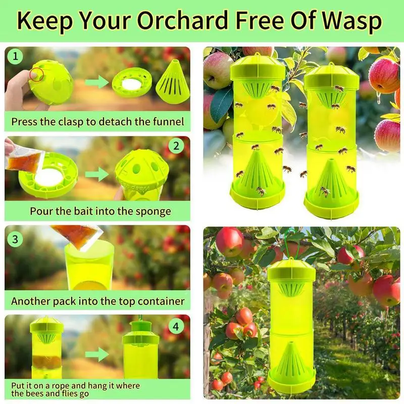 دبور فخ دبور ومصيدة الدبور 2x تلسكوبي النحل يطير الماسك قابلة لإعادة الاستخدام لحديقة البستان فناء الفناء الاستخدام في الهواء الطلق