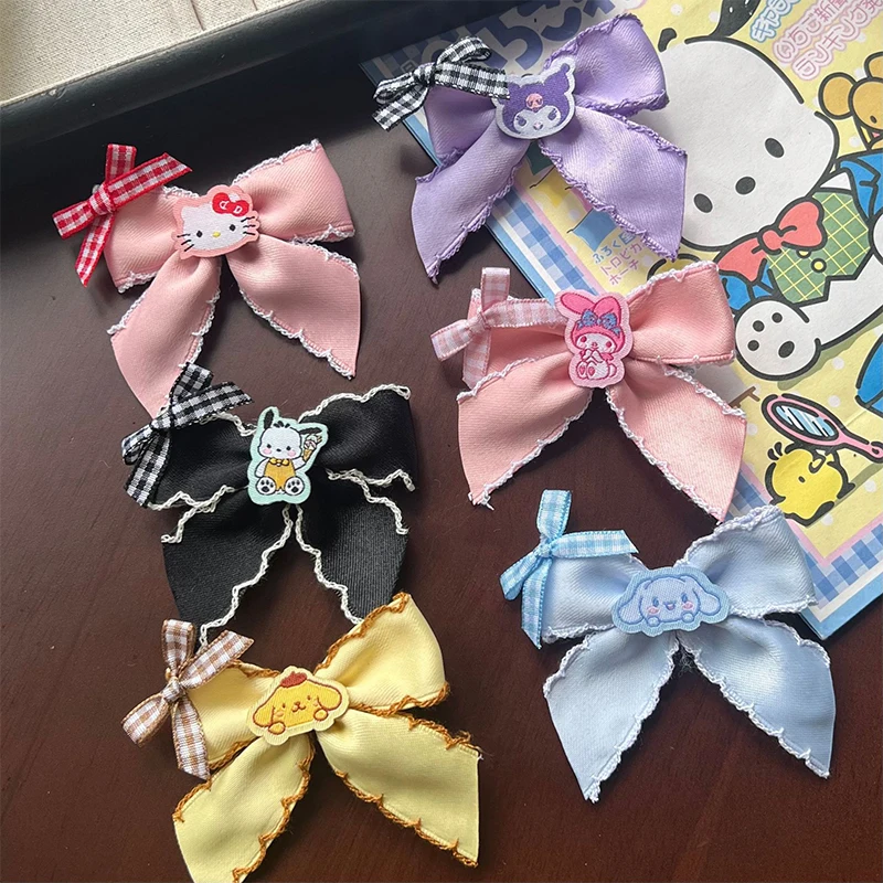 Cute Solid Color Bow Hair Clips para Mulheres, Bangs Hair Clip para Meninas, Handmade Kawaii Barrettes, Headwear para Crianças, Acessórios para cabelo