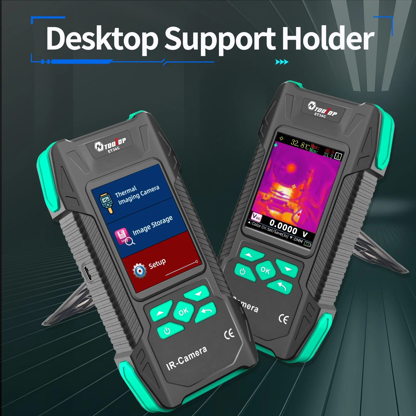 جهاز تصوير حراري محمول من TOOLTOP ET34C مع عدسة ماكرو ISR 240x240 كاميرا تعمل بالأشعة تحت الحمراء -20 ~ 550 درجة حرارة التشخيص الكهربائي للسيارات