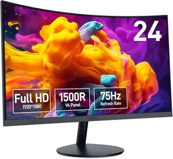 24palcový zakřivený monitor, zakřivený počítačový monitor s rozlišením Full HD 1080P, obrazovka 1500R, HDMI VGA, nastavení náklonu, LCD displej, ochrana zraku 10 nejlepší prodej 24palcový přenosný monitor - №7
