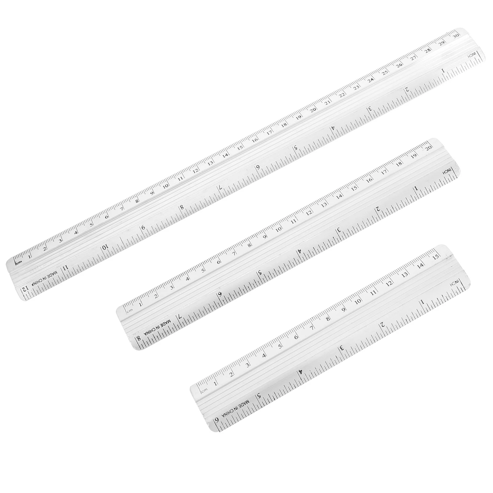 6pcs Aluminum Ruler 30Cm Precision Measuring Tool Dual Scale Metric Straight Edge For Drafting Drawing Architecture
