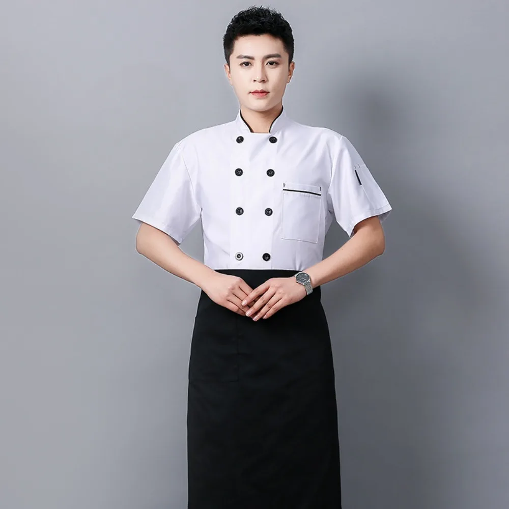 Breathable Short Sleeve Chef Uniform for Men, Lightweight Kitchen Workwear for Hot Weather