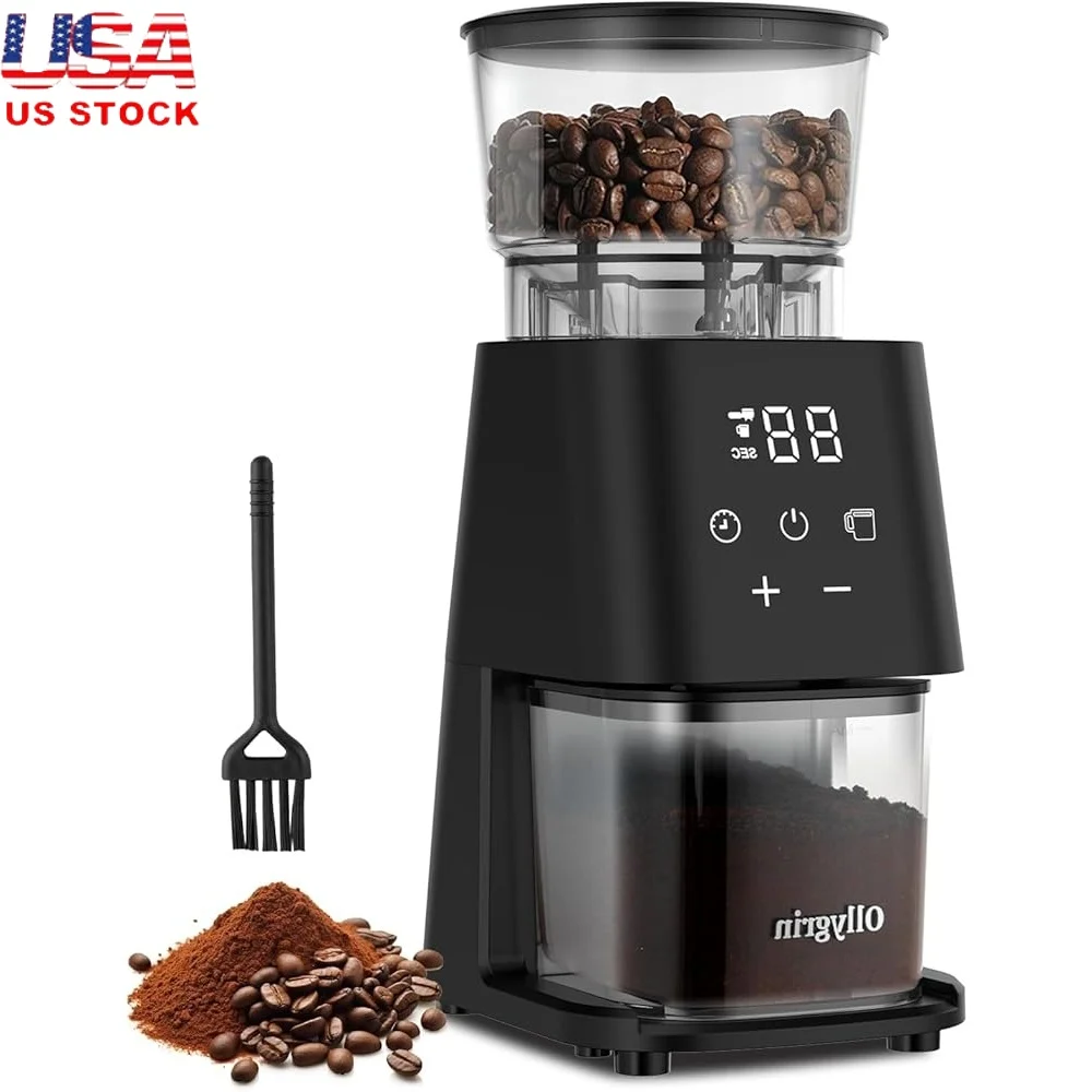 

Conical Burr Coffee Grinder Adjustable Touch Panel 30 Grinding Settings Espresso French Drip Pour Over Coffee Machine