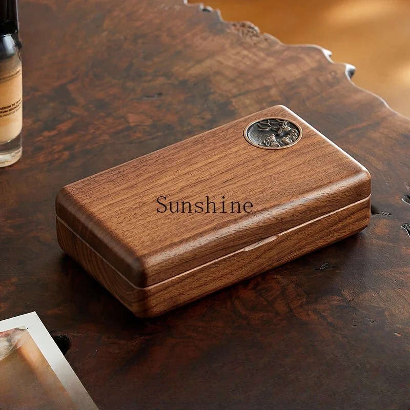 

Black walnut solid wood jewelry box, small high-end exquisite jewelry storage box
