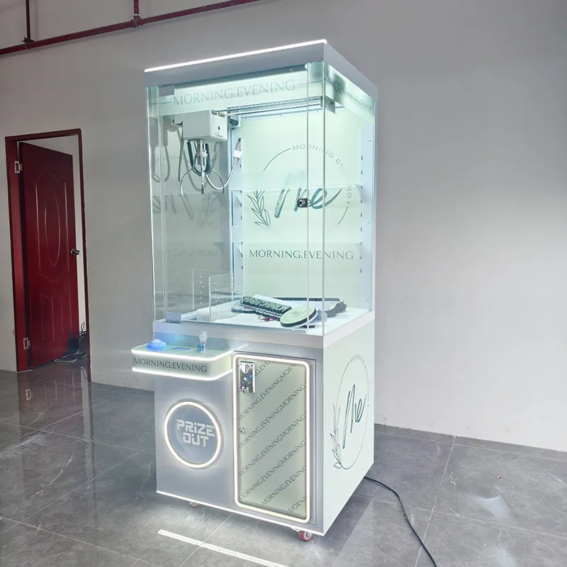 Coin-Operated Doll Grabbing Claw Crane Machine with Transparent Cabinet and Card Payment for Arcade Use