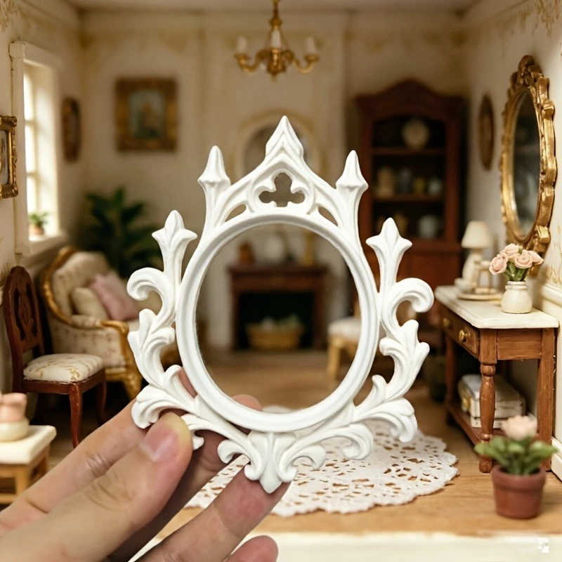Gothic Baroque Mini Photo Frame 3D Print Ornate Retro Oval Frame Dollhouse Mirror Frames Rococo Window DIY Craft Ornaments Decor