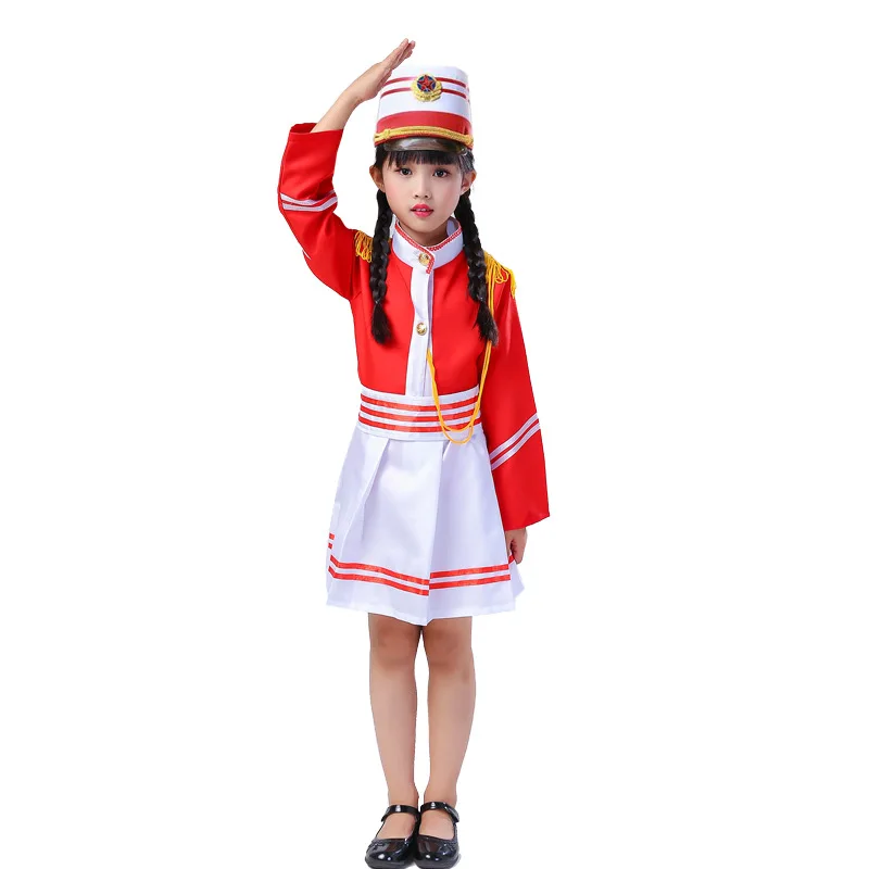 Children's Drum and Horn Team Costumes Honor Guard Kindergarten Flag-bearer, Military Drum and Pipe Band Performance Costumes