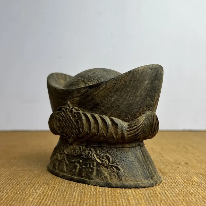 تمثال سبيكة ذهبية من خشب العود منحوت يدويًا - زينة فنغ شوي مقاس 4.13 بوصة × 2.95 بوصة لفتح الأعمال، هدية هووسورمينغ، ديكور المنزل