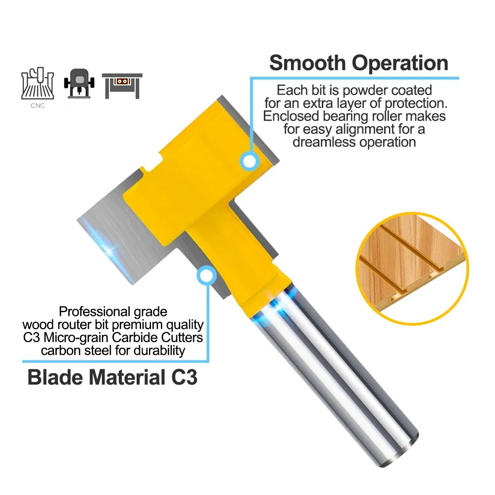 T-Track Slotting Router Bit CNC Router Bit 8mm Shank Tungsten Carbide Milling Cutter For Wood Engraving Tools T-Slot Cutter