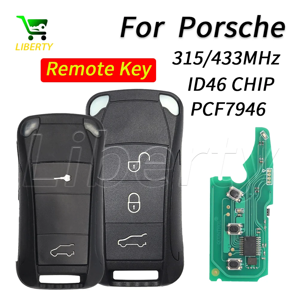 Liberty Flip Floding Smart Car Remote Key Fob 315/433MHz ID46-PCF7946 For Porsche Cayenne GTS 2004 - 2011 Vehicle Proximity Card