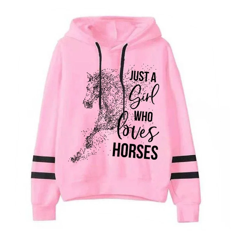 Loves Horses Thick Hoodies Animal Lovers Y2k Sweatshirt Men\'s Oversized Hoodie Ulzzang Women Clothing 2023 New Spring Kpop Hoody