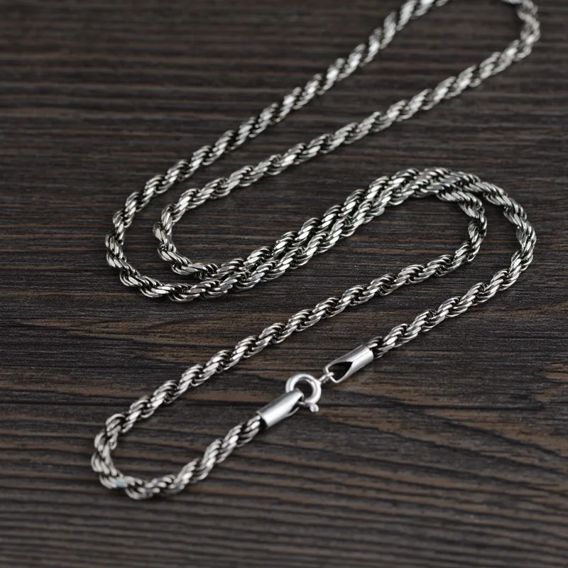 

1.6/3.3MM 40-80CM Thai Silver Twisted Chains Necklaces for Men Women Unisex 925 Sterling Silver Twists Links Chains NO Pendants