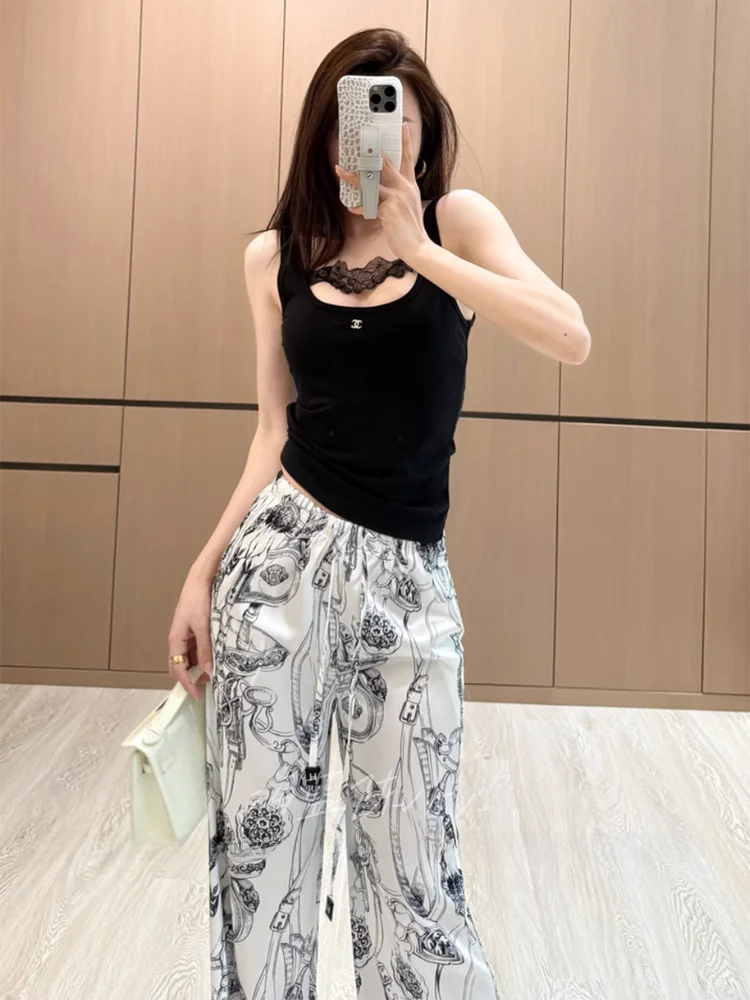 Damskie spodnie z szerokimi nogawkami, z wysokim stanem, o prostym kroju, do ziemi, wyszczuplające, w stylu koreańskim, codzienne.