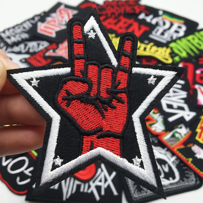 27pcs/lot Music Rock Band Patches Clothes DIY Iron on Embroidered Patches for Clothing Jacket Jeans Stickers Appliques Stripes