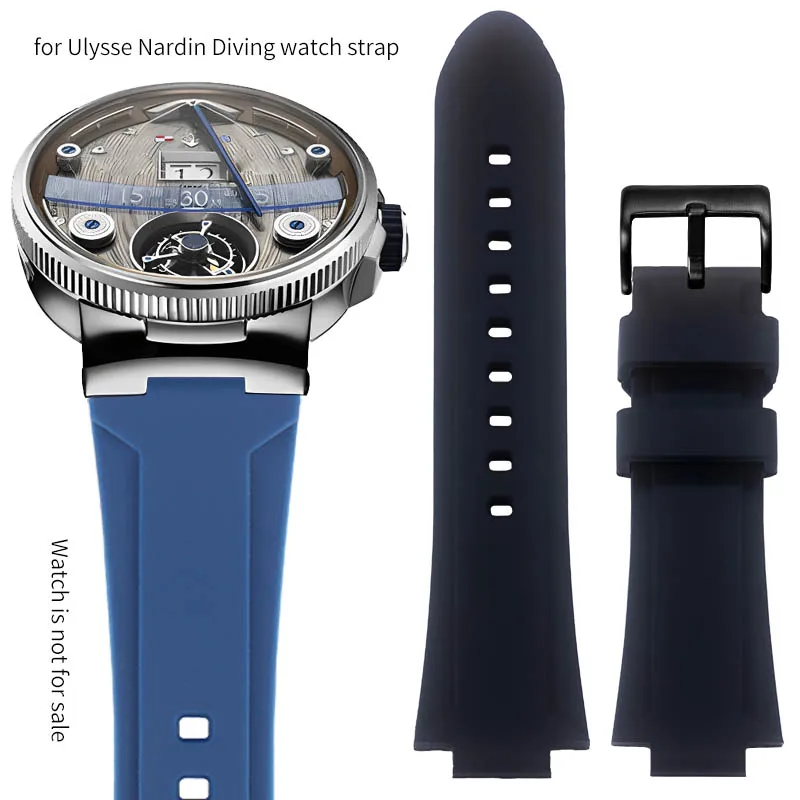 

Силиконовый ремешок для часов с выпуклым ртом для Ulysse Nardin MARINE Diving, резиновый спортивный браслет, черный, синий, мужской браслет
