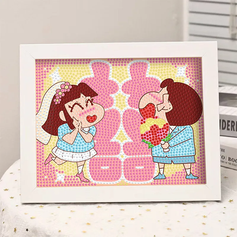 Leuke Cartoon Crayon Shin Nieuwe Handgemaakte Diamant Schilderij Diy Diamant Sticker Decoratie Paar Cadeau