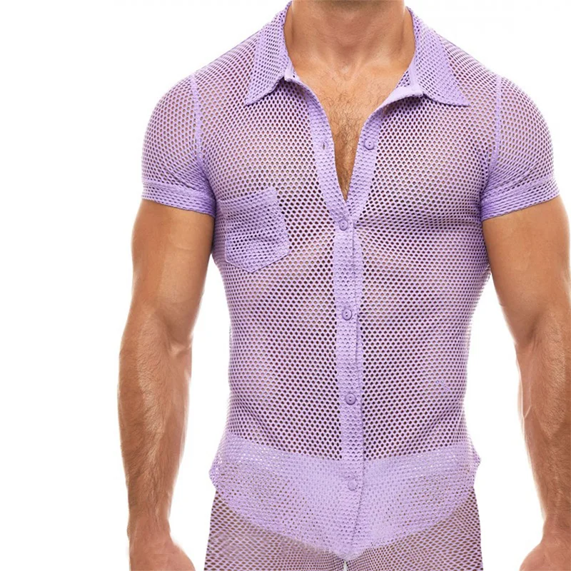 Männer Kurze Set Neue Mesh Sexy Anzug Top und Hosen Zwei Stück Sets Ropa Para Hombre Outfit für Männer