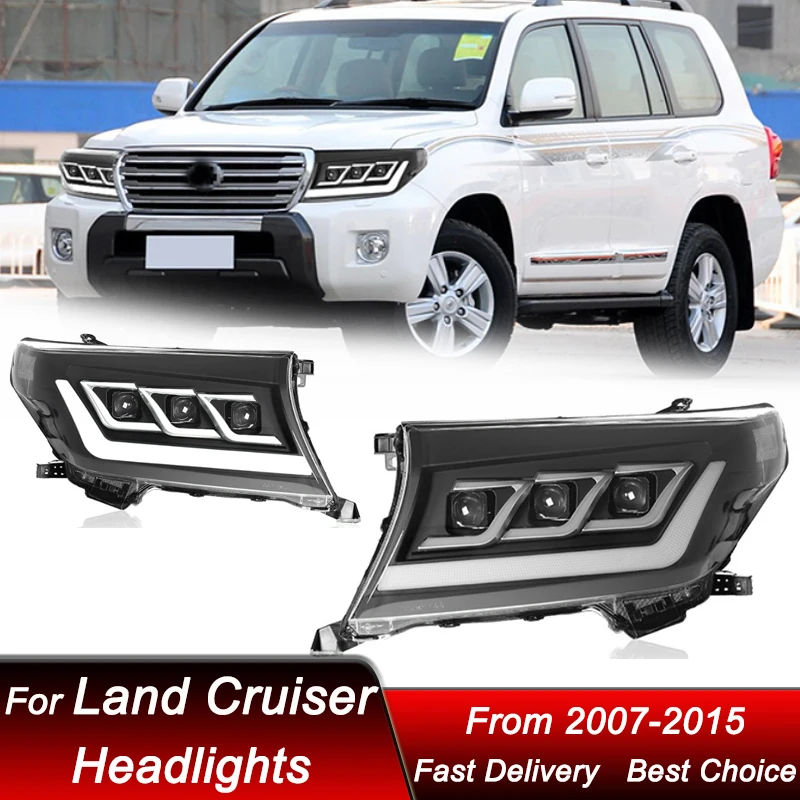 

Hot Car styling Headlights For Toyota Land Cruiser LC200 07-15 to lexus style full LED Upgrade Projector Lens Accessories Kit