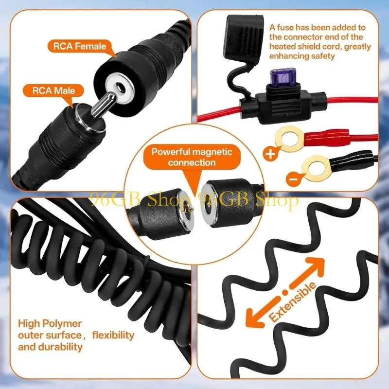 

96GB Motorcycle Helmets Heating Cable Fast Warming Up In 60 Seconds For Winter Riding