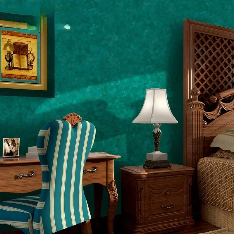 

Милан, американская кантри, ретро, потрепанная бесшовная ткань для кабинета, гостиной, настенная ткань для спальни, темно-зеленая ткань для покрытия стен