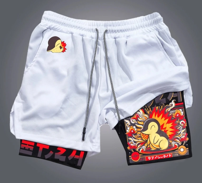 

2025 New Elf Pok É Mon Co Branded Shorts for Men Loose Pikachu Men's Casual Shorts Summer Print