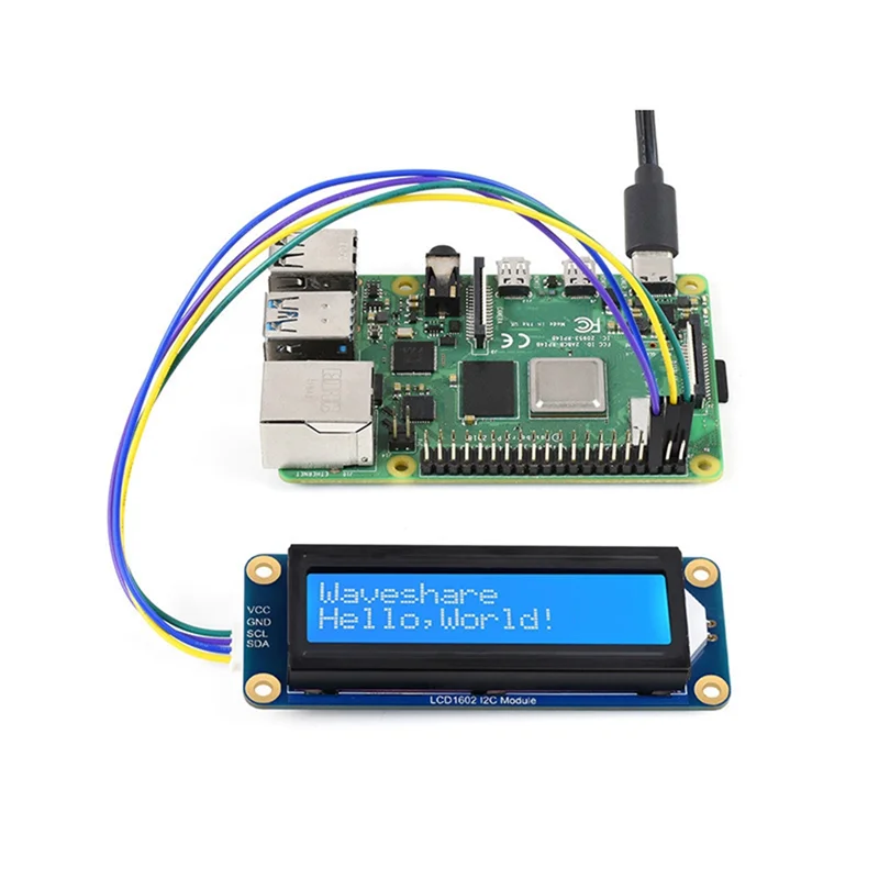 Waveshare LCD1602 I2C LCD Screen AiP31068 32-Character LCD Screen Compatible with 3.3V/5V for Raspberry/Pi Pico/Jetson Nano