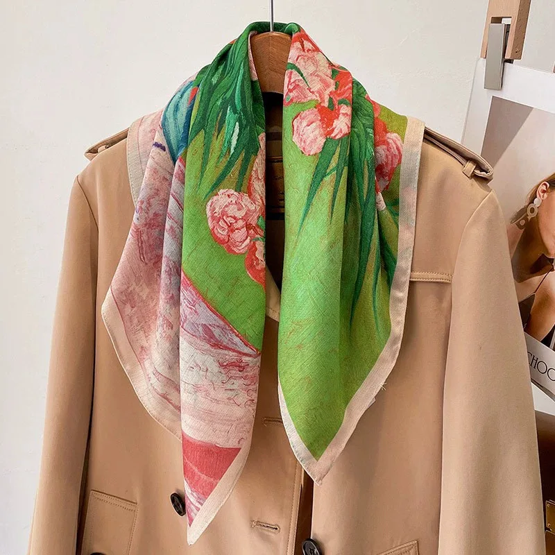 وشاح مربع صغير فاخر 2025 للنساء ملابس برقبة على شكل حرير مطبوعة بالزهور هدية للجنسين لها شحن مجاني حلكلاً جيل 3 يهودي #5