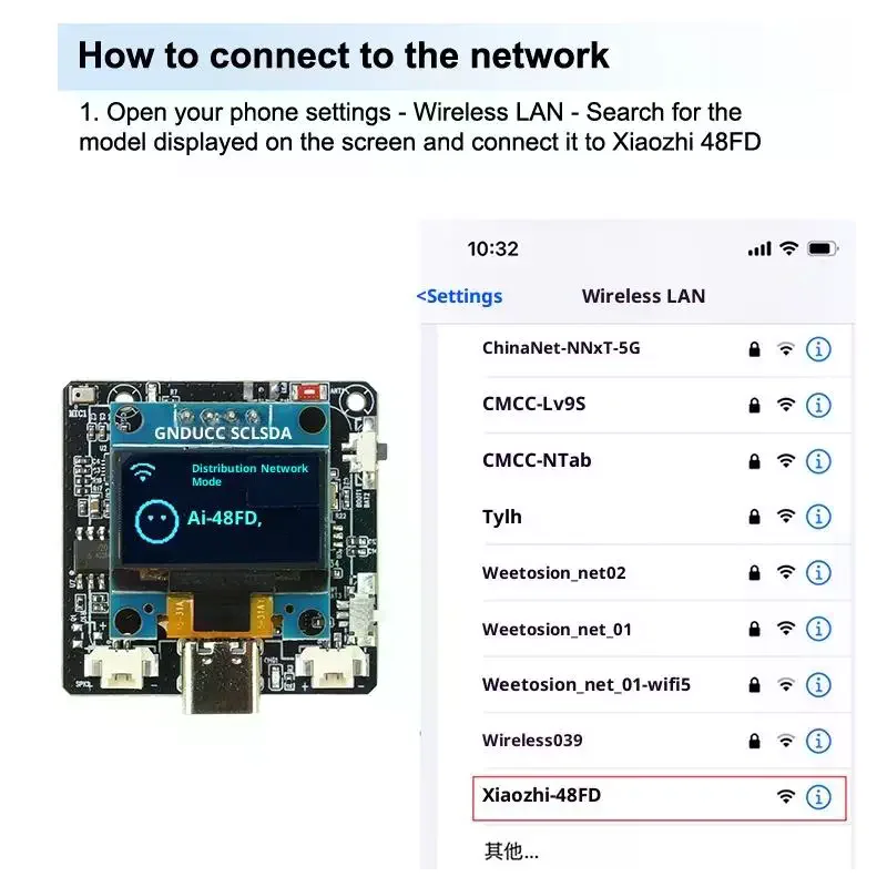 SP32-C3 Development Board AI Dialogue Voice Module AI Voice Sensor Module With 0.96 Inch Screen For Deepseek/Xiaozhi