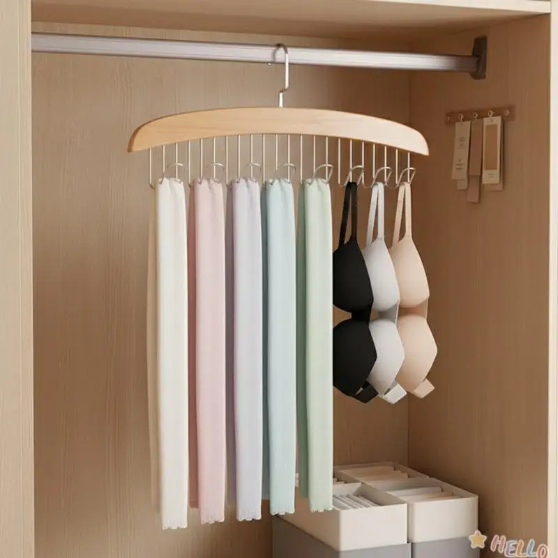 1/2PCS Versatile Wooden Hat Organizer Rack With Hooks Caps Belts Ties Storage Space-Saving Home Retail Display Clothes Storage