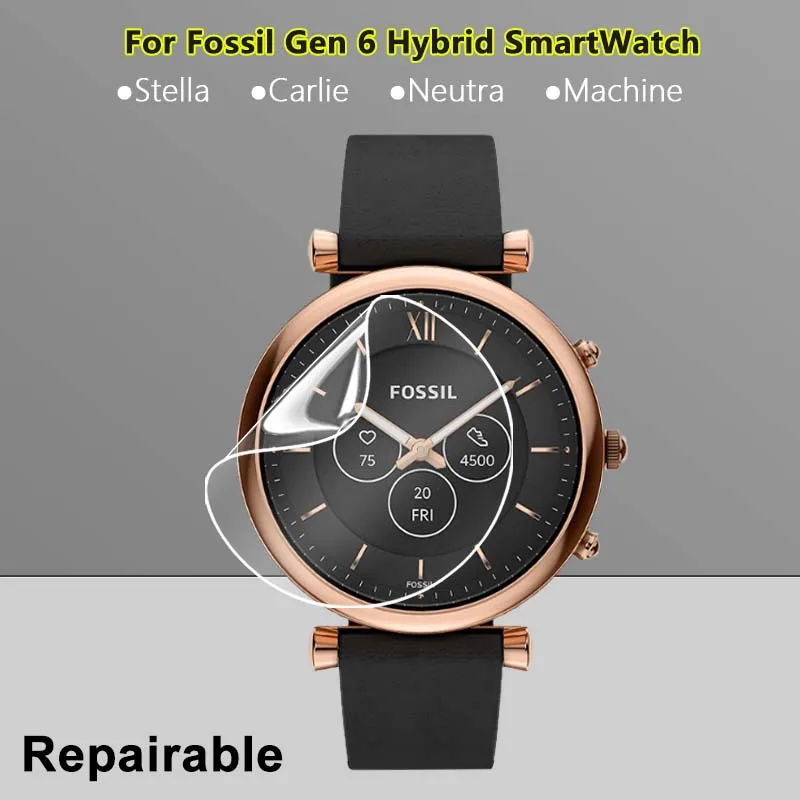 Ultra Clear Slim Screen Protector For Fossil Carlie Neutra Machine Gen 6 Hybrid SmartWatch Soft TPU Hydrogel Film -Not Glass