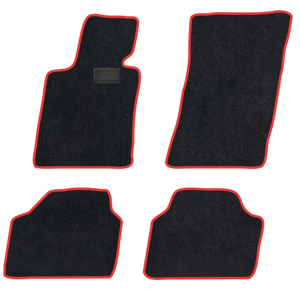 Car Floor Mat For Bmw 3 Series 2004-2010 E90 E91 E92 4doors Touring couple  Polyester suede Anti Slip black Backing red Binding