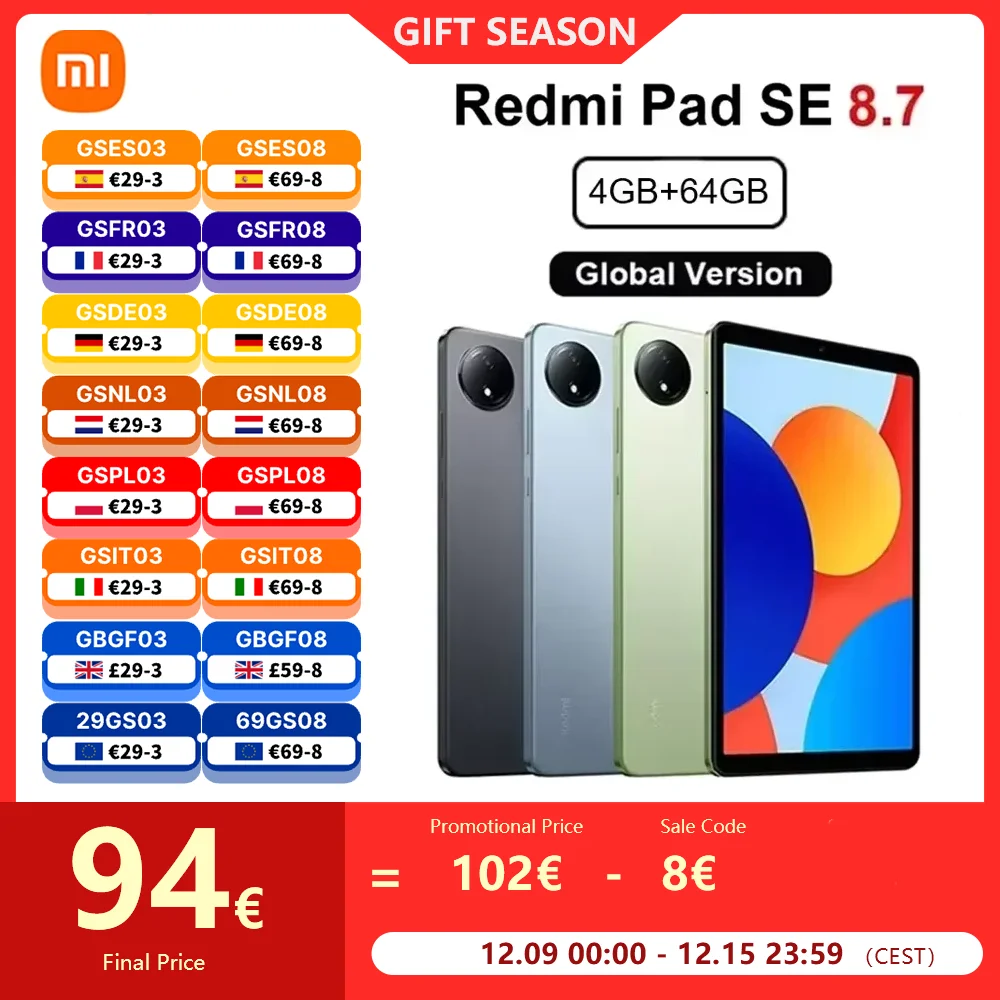 Xiaomi Redmi Pad SE Mi Tablet Globale Version 4GB 128G 8GB 256G Snapdragon ®   680 90 Hz 11 Zoll FHD-Display 8000 mAh Akku 8 MP Kamera