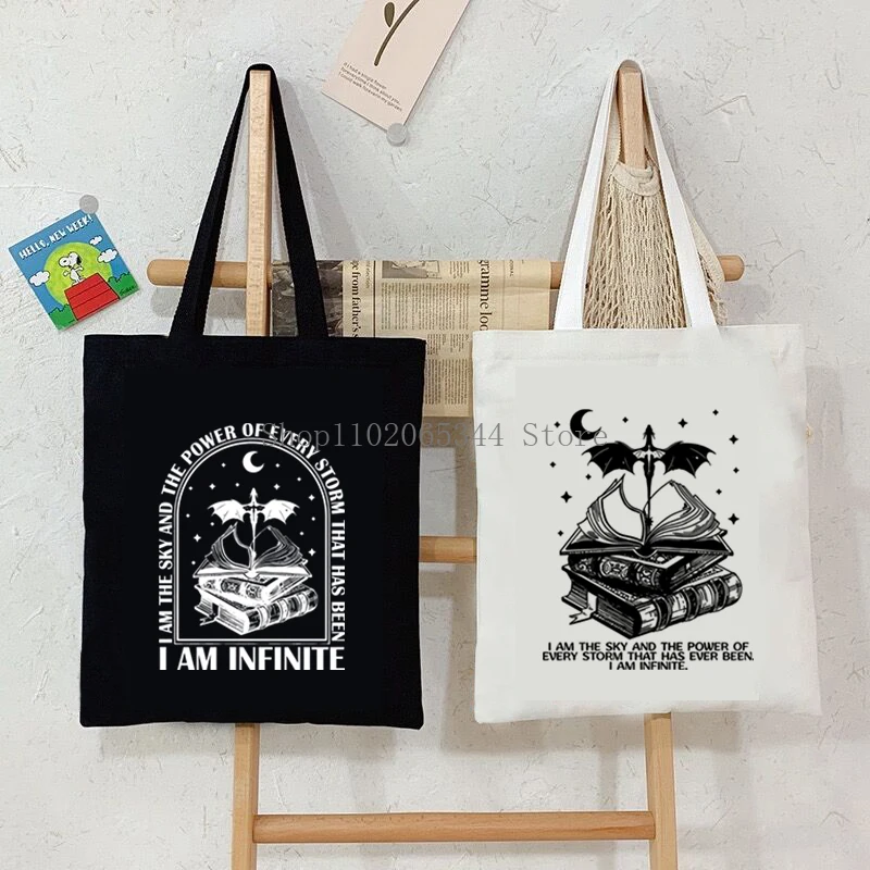 Fourth Wing Tote Bag Vintage Dragon and Books Print Shopper Street Fashion Shopping Bag Funny Anime Travel Storage Women Handbag