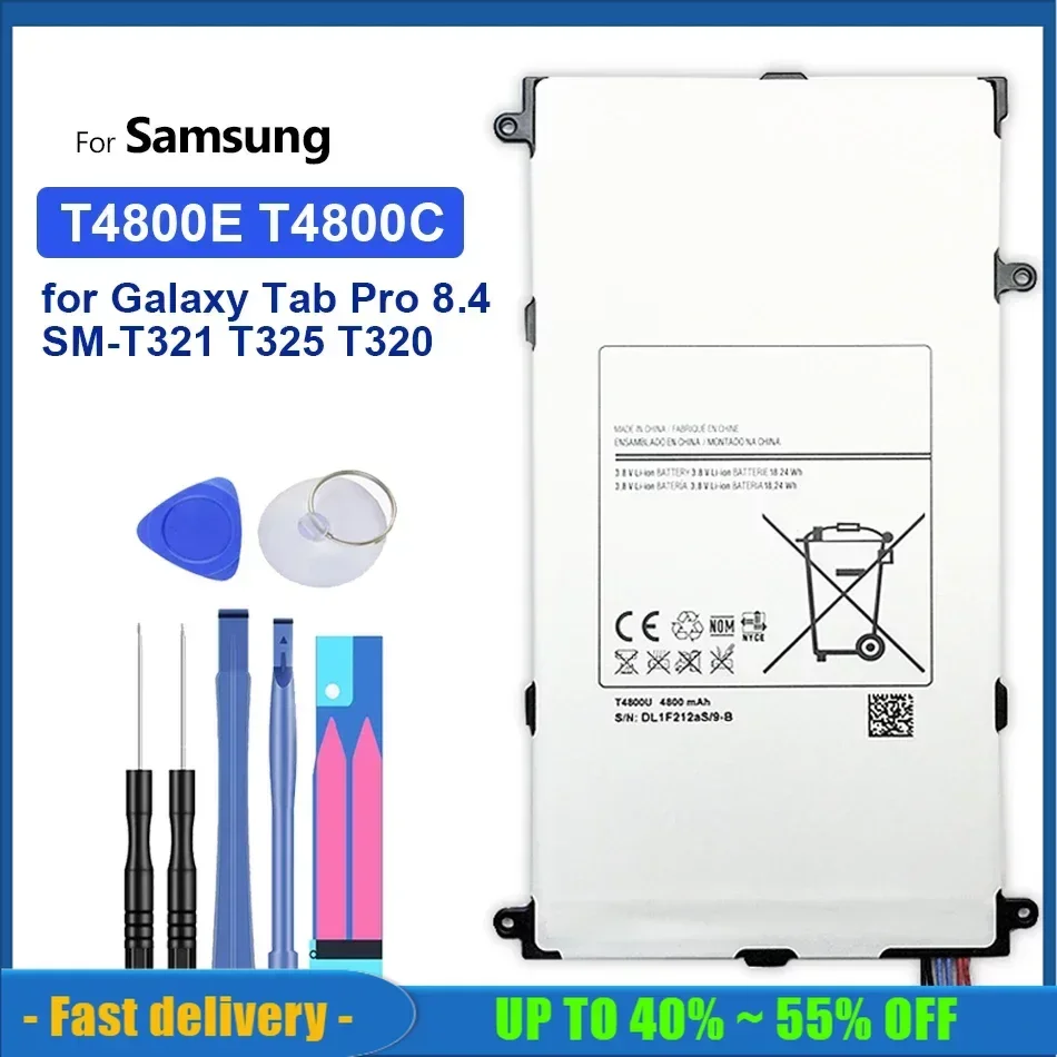 T4800E T4800C Replacement High Quality Battery For Samsung Galaxy Tab Pro SM T320 T321 T325 Tablet Battery 4800mAh Batteries