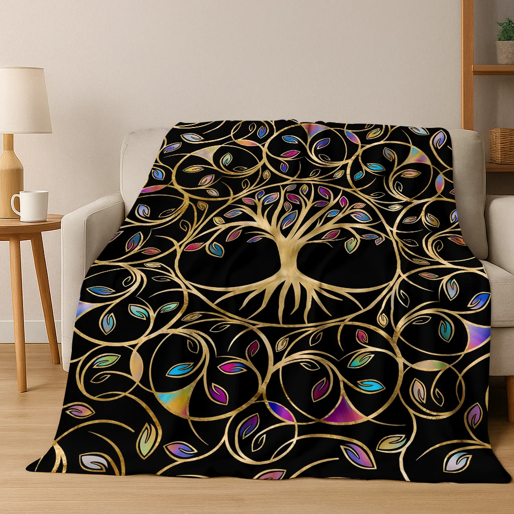 Nature Viking Yggdrasil Flanelldecke mit nordischem Baum des Lebens, weiche warme Decke für Schlafzimmer, Wohnzimmer, Reisen, Camping, Picknick