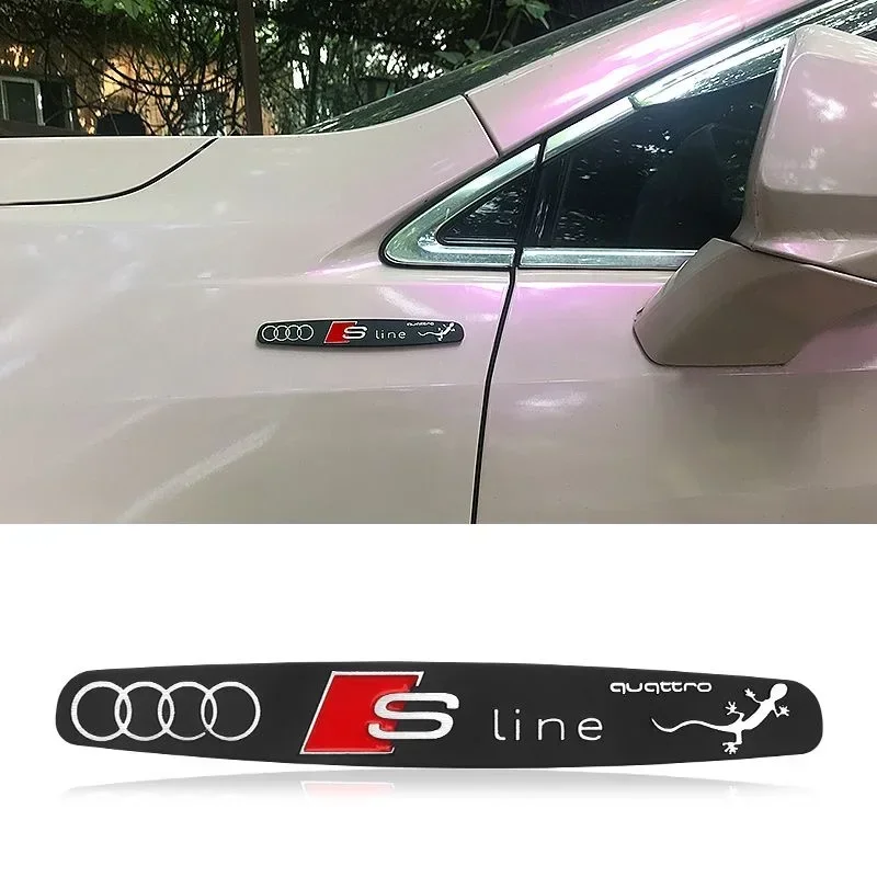 1P Retrofitting Sline Car Logo RS Metal Car Sticker Tail Logo Side Logo For Audi A3 A4 B8 8P 8V A6 C7 A5 Q5 B7 B6 B9 SLINE Q2 Q7