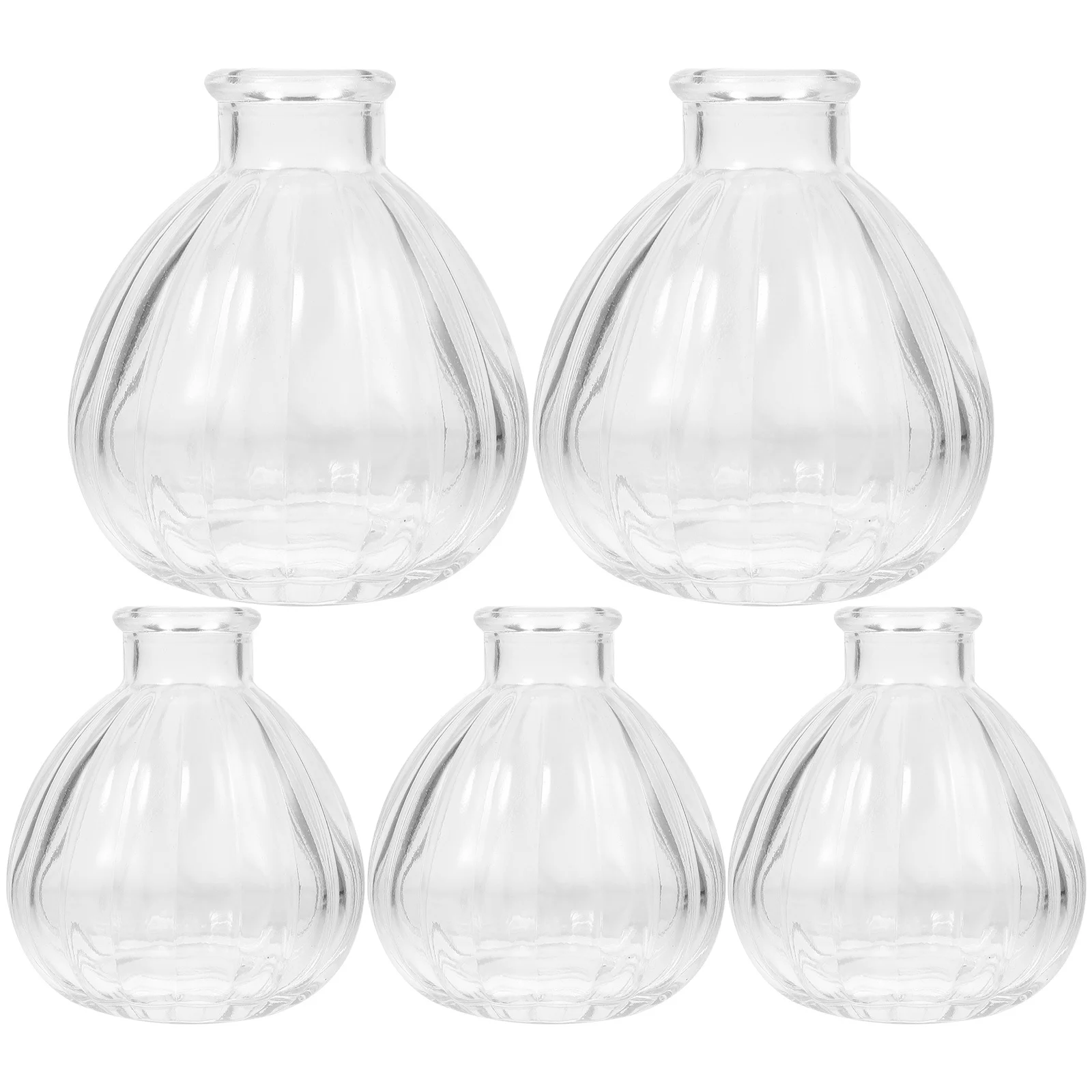 5Pcs Embossed Glass Flower Vase Clear Small Flower Vase Decorative Floral Arrangement Container Wedding Centerpiece Hydroponic