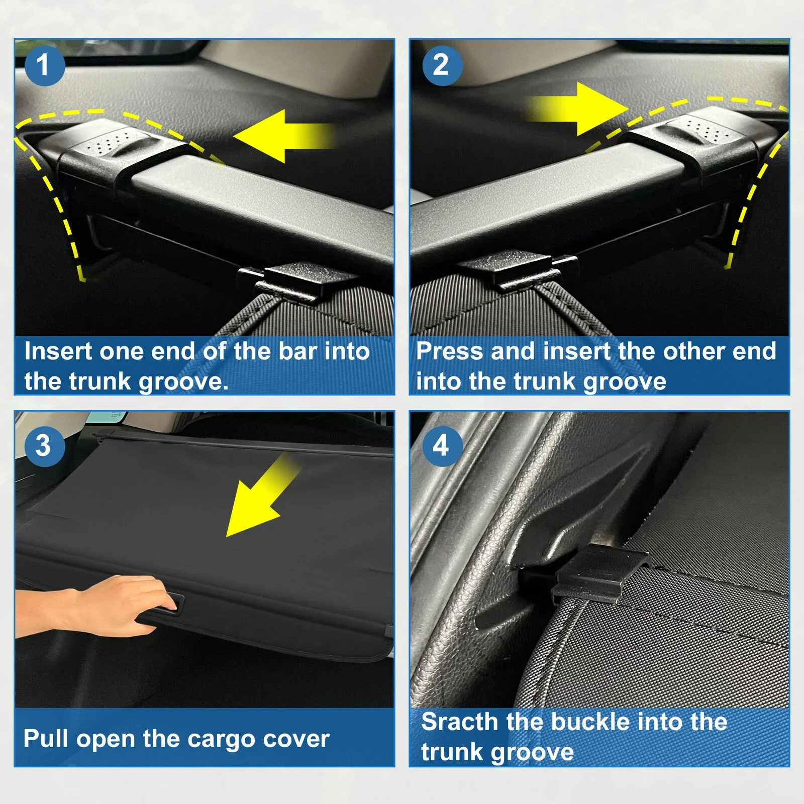 thumbnail image 2 of Cargo Cover For Jeep Cherokee 2019-2023 - Rear Trunk Privacy Shade (Not Grand Cherokee) 2 of 2