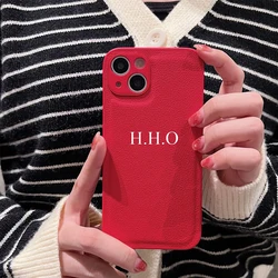 Personalized Leather White Letters Case For iPhone 16 15 14 13 12 Pro Max DIY Customized Initials Name Luxury Cover 11 Pro Max
