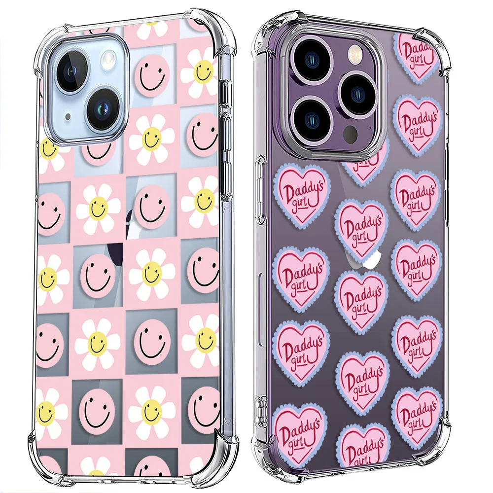 Ins Fashion Love Hear Phone Case For Samsung Galaxy S20 S21 S22 S23 Fe Ultra Plus Shockproof Soft Clear TPU Back Cover