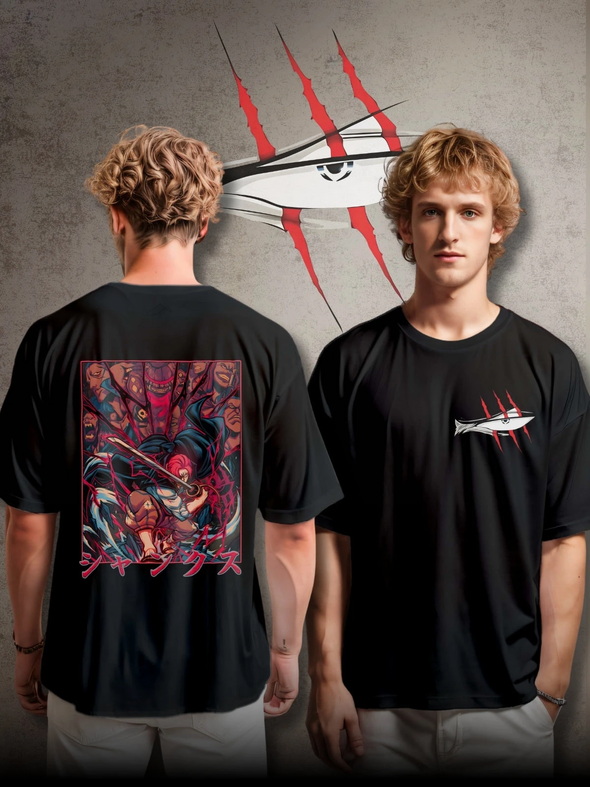 Sommer 2026 One Piece Shanks (Rote Haare) 100% Reine Baumwolle Bedrucktes Lockeres T-Shirt für Männer und Frauen, Eltern-Kind-Oberteil Y2k