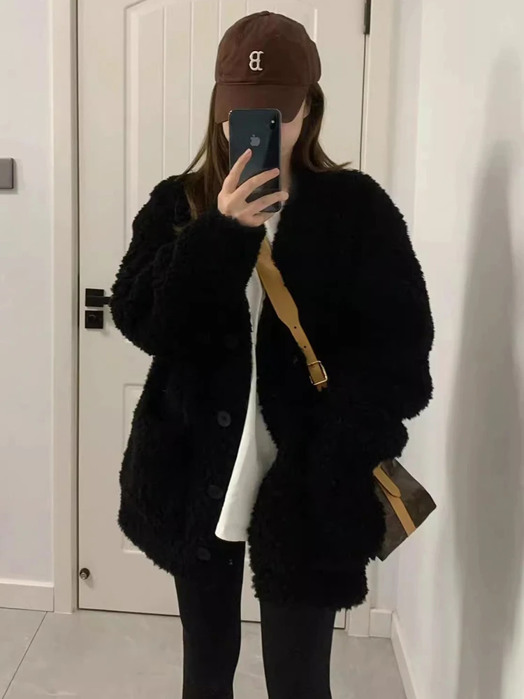 블라 양털 자켓 여성 캐주얼 가을 겨울 고급스러운 느낌의 매우 아름다운 한국 스타일 아우터웨어