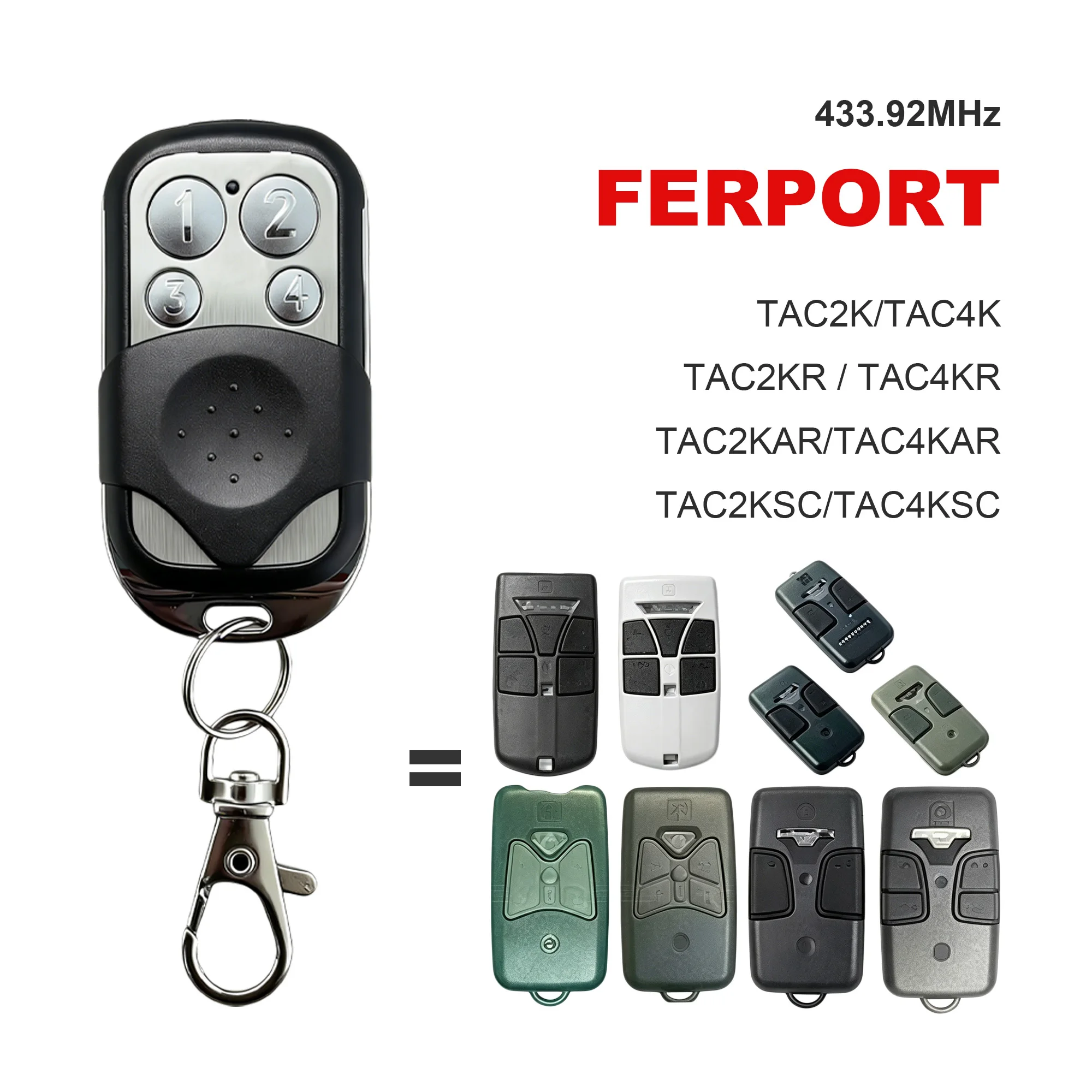 

433MHz Fixed Code Barrier Gate Remote Duplicator 4‑Button Keychain for MOTOSTAR PROTECO ROGER TORMATIC FERPORT Access Control