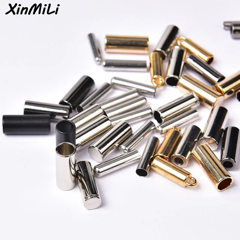 25Pcs Silver Gold Alloy Shoelace Garment Hoodies Drawstring Round Cap End Cord Lock DIY Hardware Jewelry Bracelet Metal Stopper