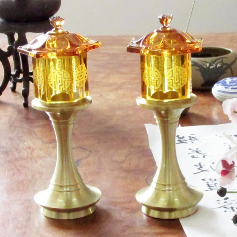 Lianchi Society Pure Copper Glazed Liufu Palace Lamp Fulushou Xicaida has delicate workmanship